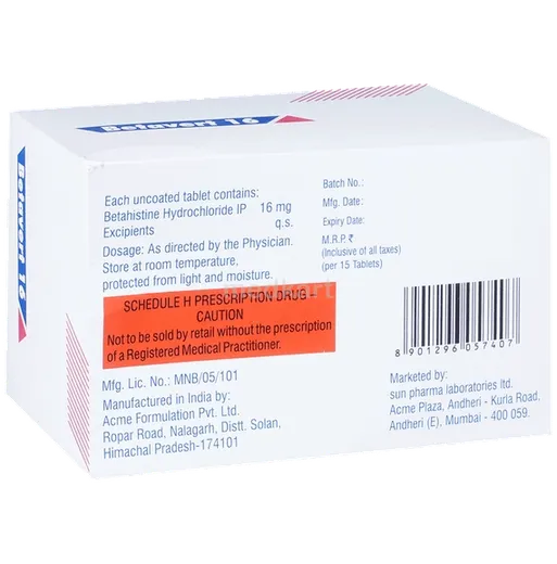 betavert 16mg tablet 10's